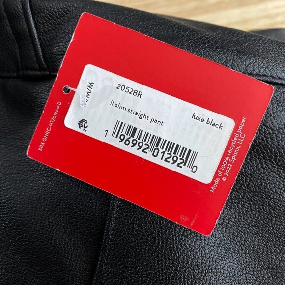 Spanx Leather Like Straight Leg Pants Medium Luxe Black Stretch NWT PT-2080‎ - Picture 9 of 12